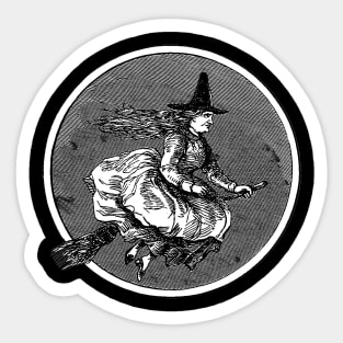 Vintage Witch on Broom Sticker